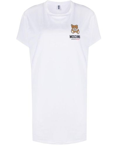 Moschino T-Shirtkleid mit Teddy - Weiß