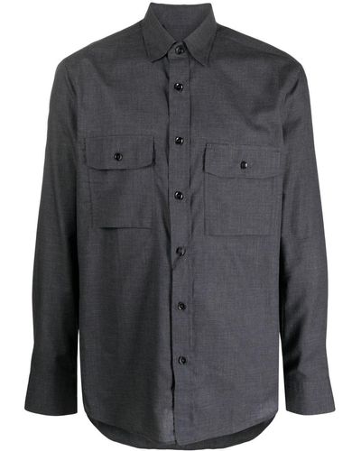 Brioni Flap-pocket Cotton Shirt - Black