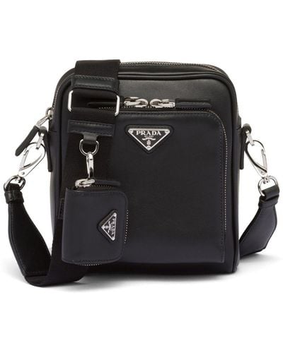 Prada Triangle-logo Leather Shoulder Bag - Black
