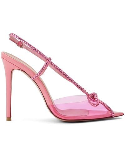 Andrea Wazen Kay Patent 105mm Crystal-embellished Sandals - Pink