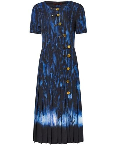 Altuzarra Myrtle Shibori-print Midi Dress - Blue