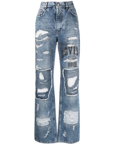 Dolce & Gabbana Distressed Straight-leg Jeans - Blue