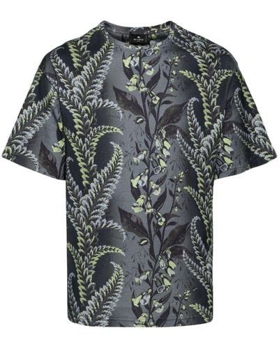 Etro T-Shirt With Foliage Print - Grey