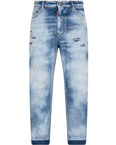 DSquared² Bleached Slim-leg Jeans - Blue