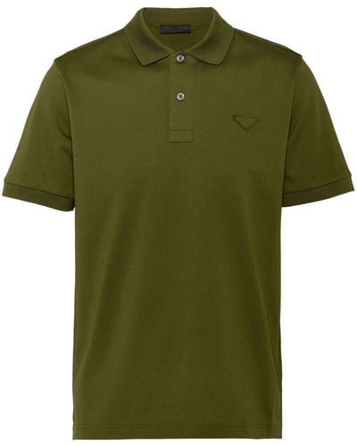 Prada Triangle-logo Cotton Polo Shirt - Green