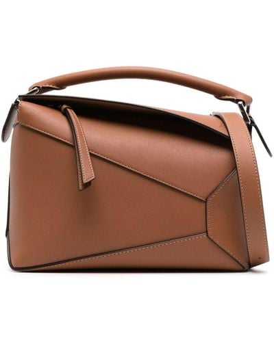 Loewe Small Puzzle Leather Bag - Brown