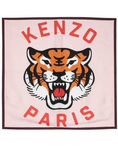 KENZO Lucky Tiger Silk Scarf - Pink