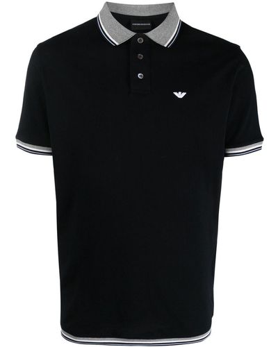 Emporio Armani Polo à logo brodé - Noir