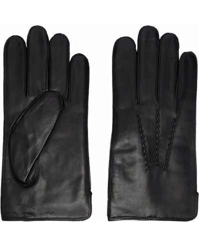 Aspinal of London カシミアブレンドライニング レザー手袋 - ブラック