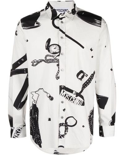 Moschino Graphic-print Long-sleeve Cotton Shirt - White