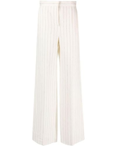 Max Mara Striped High-waisted Pants - White