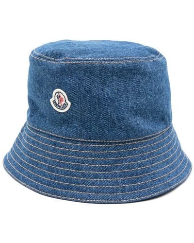 Moncler Denim Logo Appliqué Bucket Hat - Blue