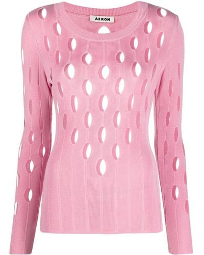 Aeron Misty Open-knit Sweater - Pink