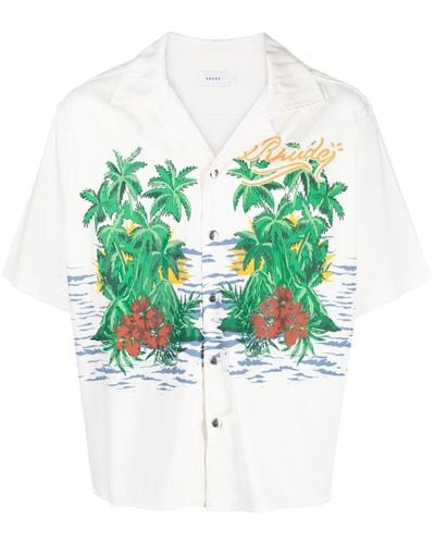 Rhude Palmas Snap Short-sleeve Shirt - Green