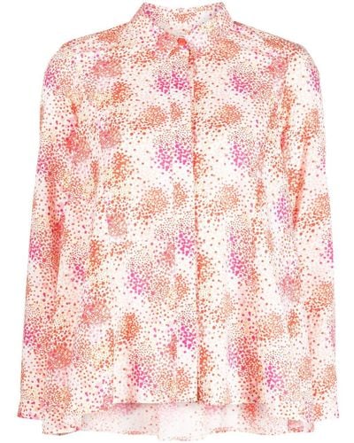 Paule Ka Abstract-pattern Print Cotton Shirt - Pink