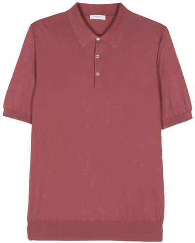 Boglioli Fijngebreid Poloshirt - Rood