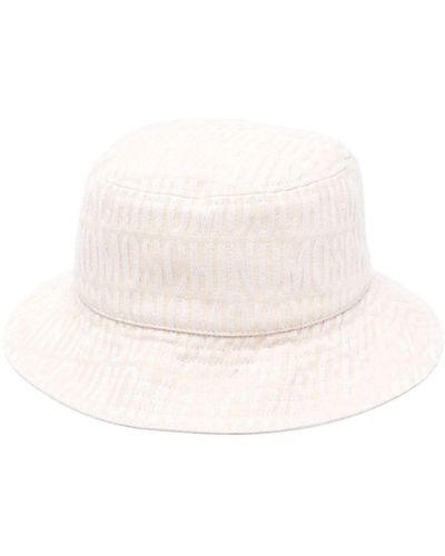 Moschino Sombrero de pescador con logo bordado - Blanco