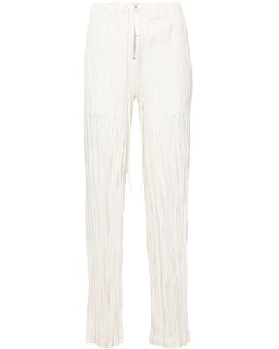 Helmut Lang Pantalon en satin à effet plissé - Blanc