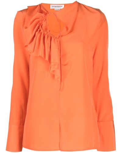 Victoria Beckham Blusa con detalle de volantes - Naranja