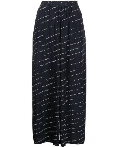 Rosetta Getty Pantalones de seda con eslogan estampado - Negro