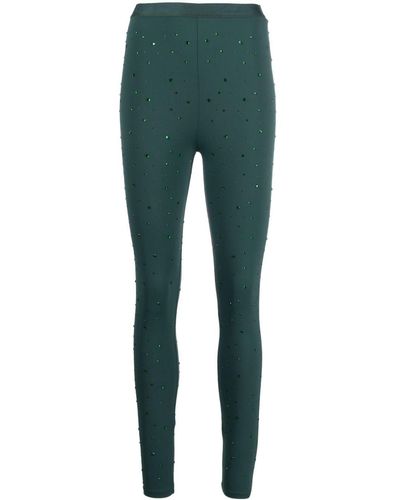 Sandro Rhinestone-embellished High-waist leggings - Green