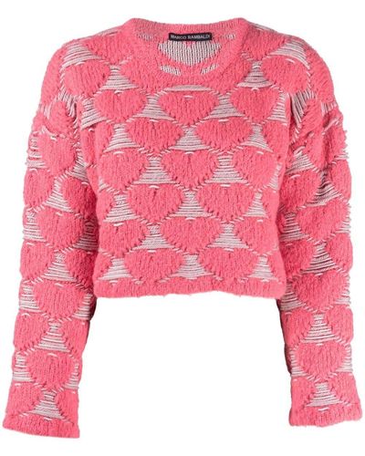 Marco Rambaldi Heart-embroidery Knit Sweater - Pink