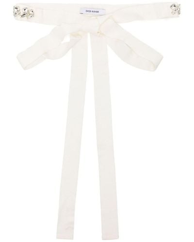Dice Kayek Crystal-embellished Self-tie Belt - White