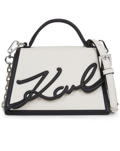 Karl Lagerfeld Signature Leather Top-handle Bag - Black