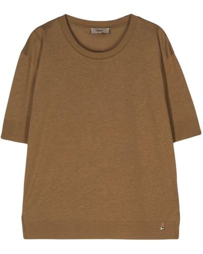Herno Fine-knit Short-sleeved Jumper - Brown