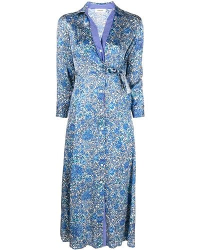 Sandro Kleid mit Blumen-Print - Blau
