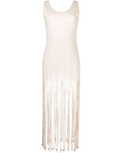 Alanui Fringed Open-Back Dress - White