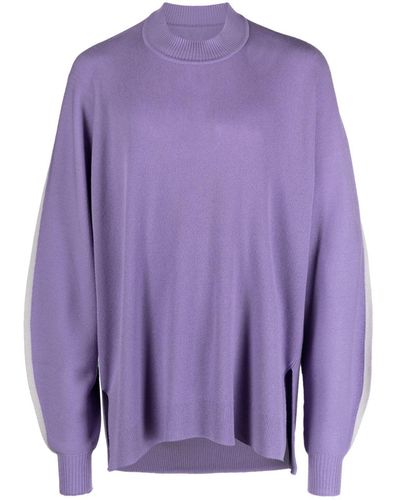 Homme Plissé Issey Miyake Pull en laine à design nervuré - Violet