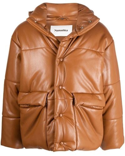 Nanushka Hide Faux-leather Hooded Jacket - Brown