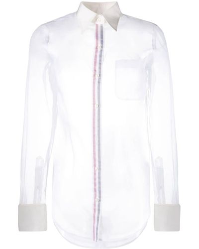 Thom Browne Transparentes Seidenhemd - Weiß