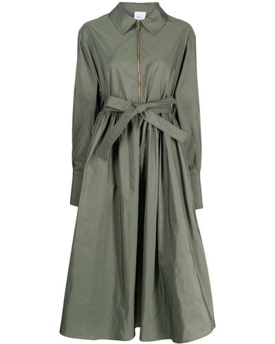 Patou Tied-waist Zipped Dress - Green