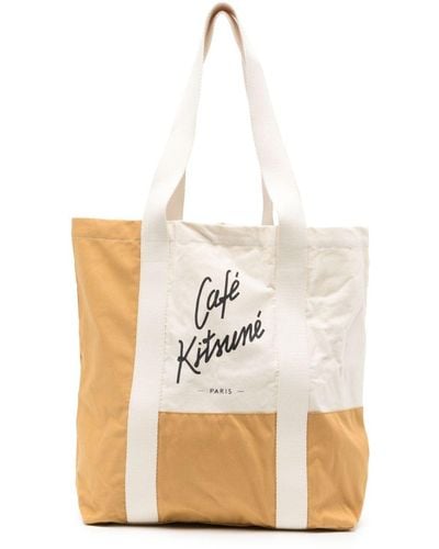 Café Kitsuné Logo-print canvas tote bag - Weiß