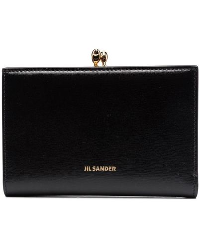 Jil Sander Coin Purse In Leather With Logo - Black