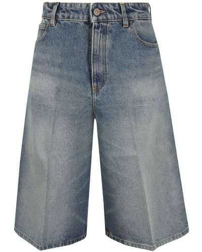 Victoria Beckham Jeans-Shorts mit weitem Bein - Blau
