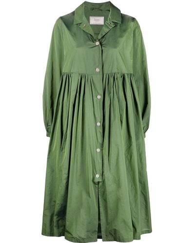 Herno Button-up Flared Long Coat - Green