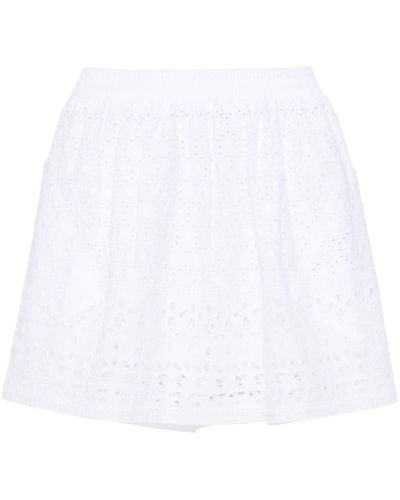 Ermanno Scervino Broderie Anglaise Mini-rok - Wit