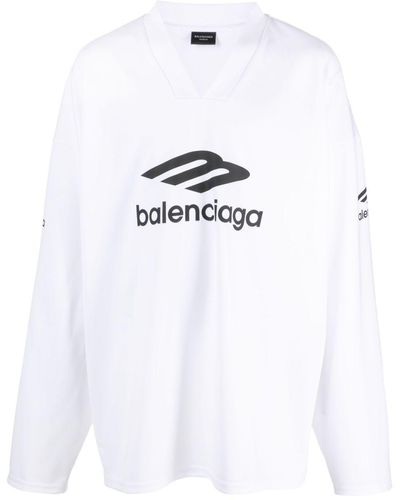 Balenciaga Logo-print V-neck T-shirt - White