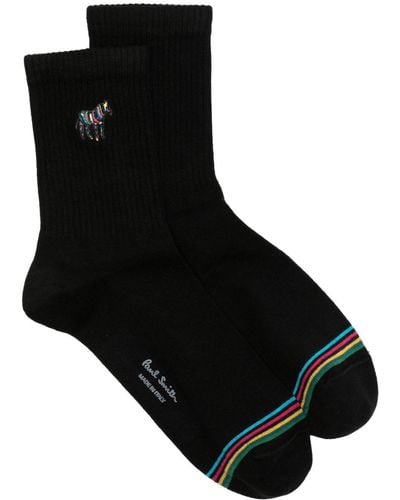 Paul Smith Embroidered-motif Cotton-blend Socks - Black
