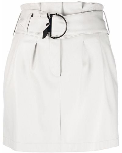 Patrizia Pepe Essential Belted Mini Skirt - Grey