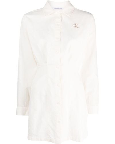 Calvin Klein Logo-embroidered Cotton Shirt Dress - White