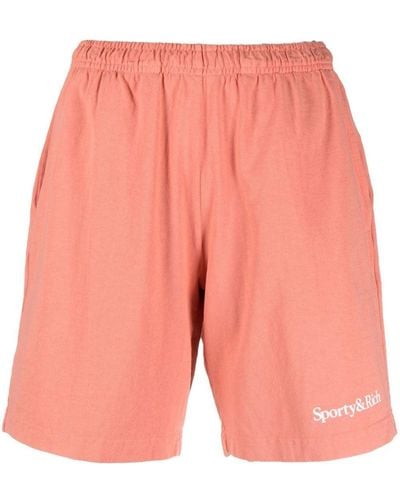 Sporty & Rich Logo-print Cotton Shorts - Orange