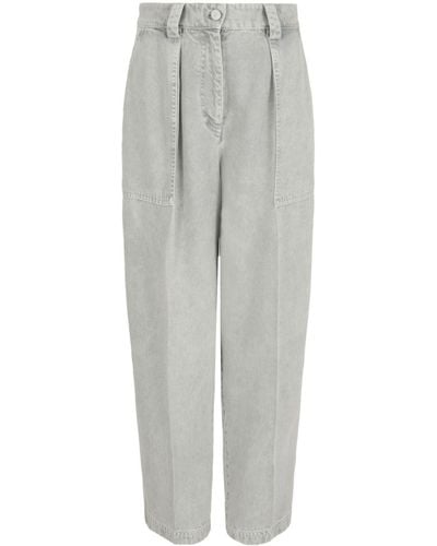 Giorgio Armani Pressed-crease Wide-leg Pants - Gray