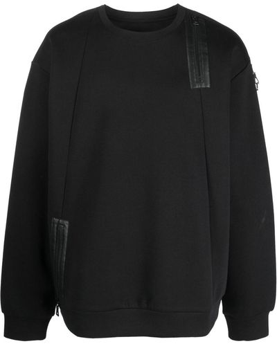 Les Hommes Crew-neck Zip-detail Sweatshirt - Black