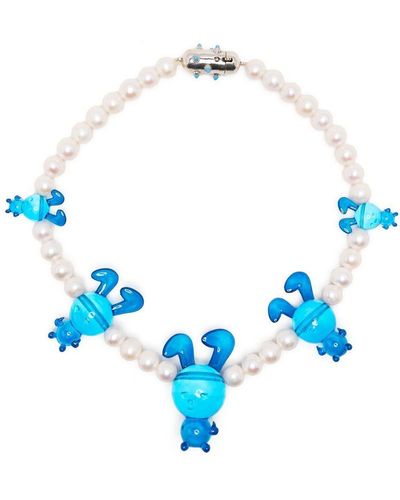 Natasha Zinko Bunny-charm Beaded Necklace - Blue