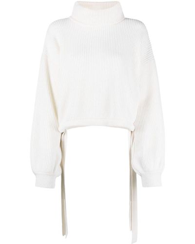 MSGM Cropped-Pullover mit Rollkragen - Weiß