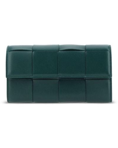 Bottega Veneta Maxi Intrecciato Flap Long Wallet - Green